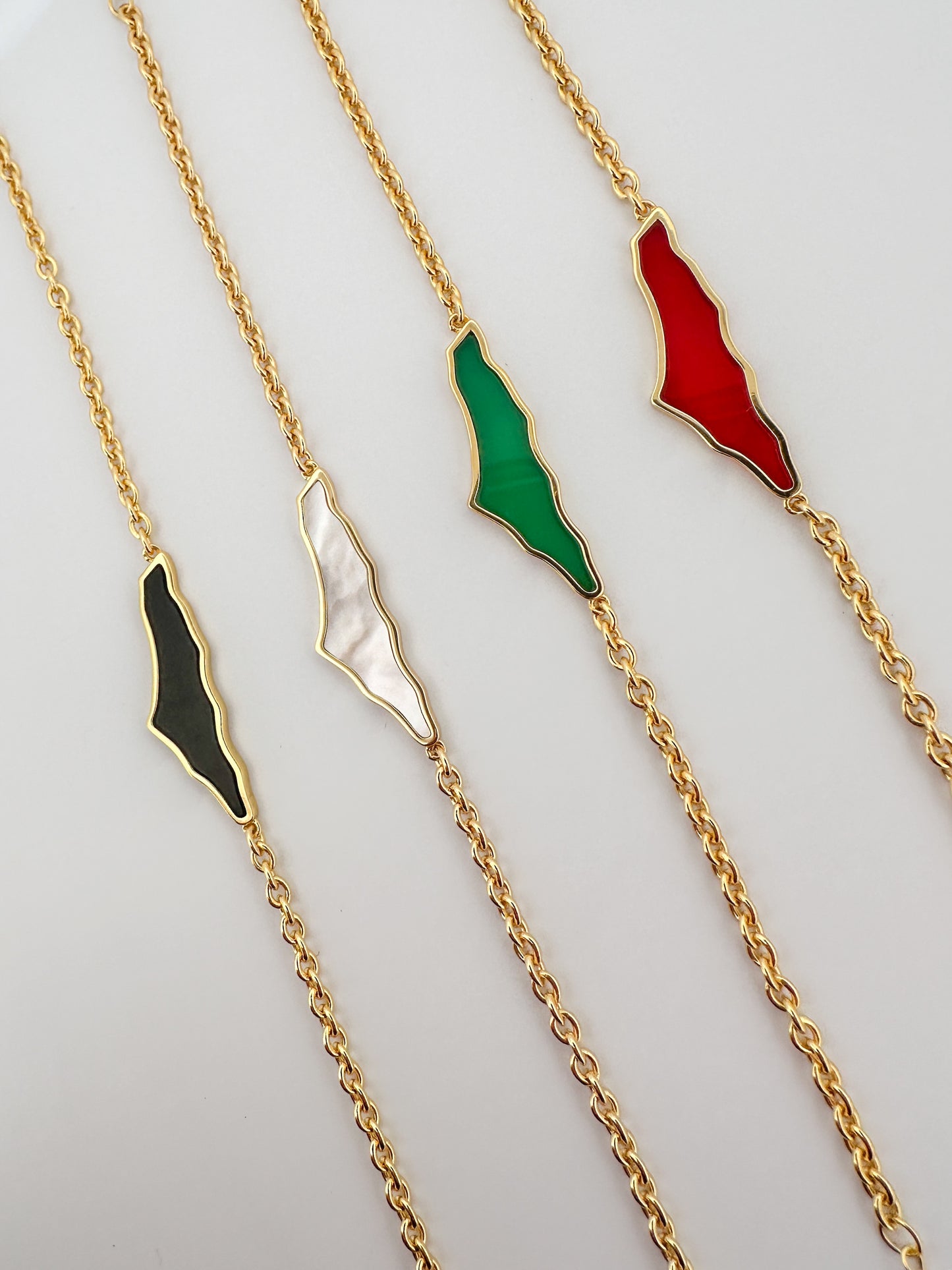 Palestine Map with Shell Bracelet