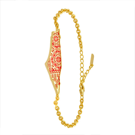 Palestine Map Tatreez Bracelet- Gold Plated Map of Palestine Bracelet