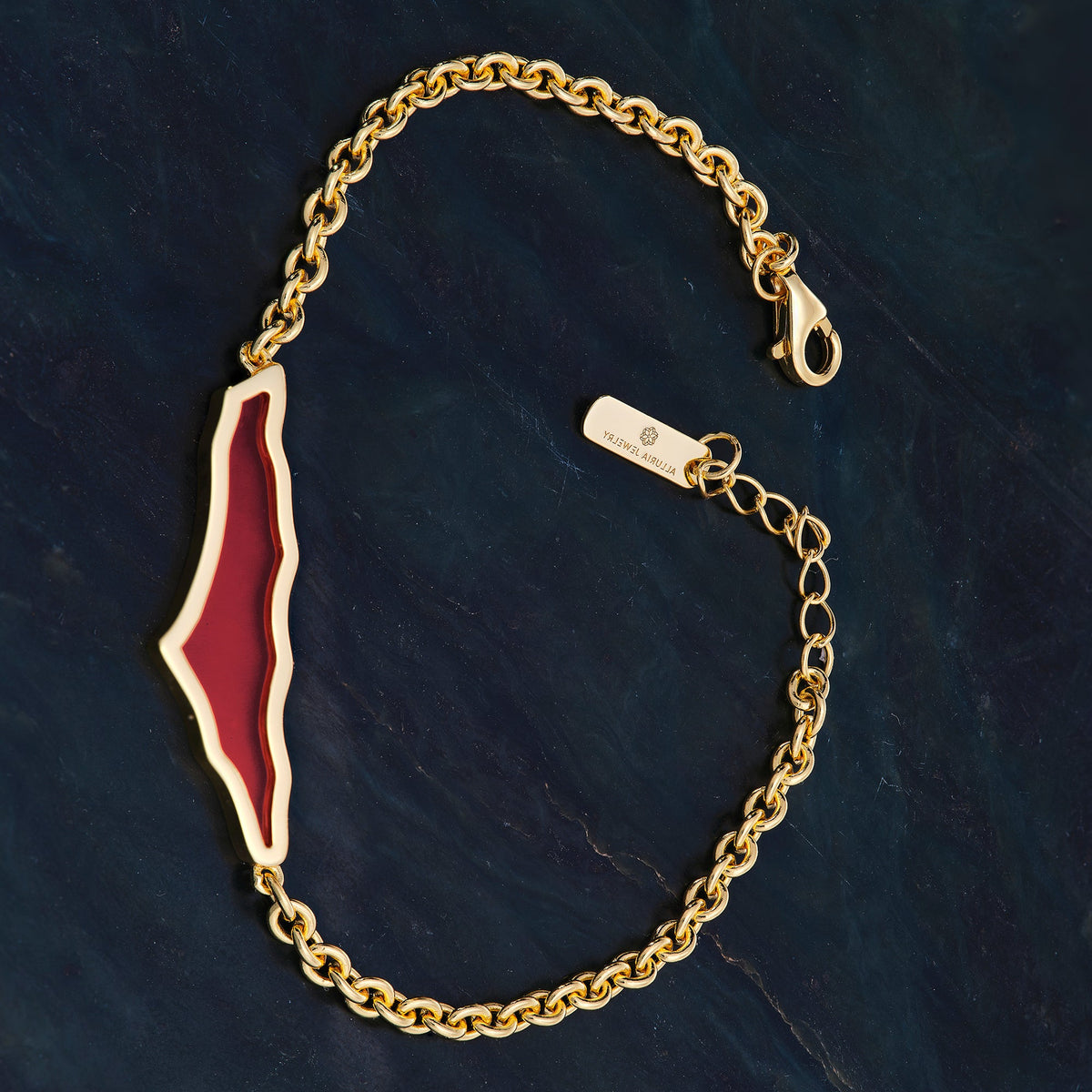 Palestine Map with Shell Inlay Bracelet