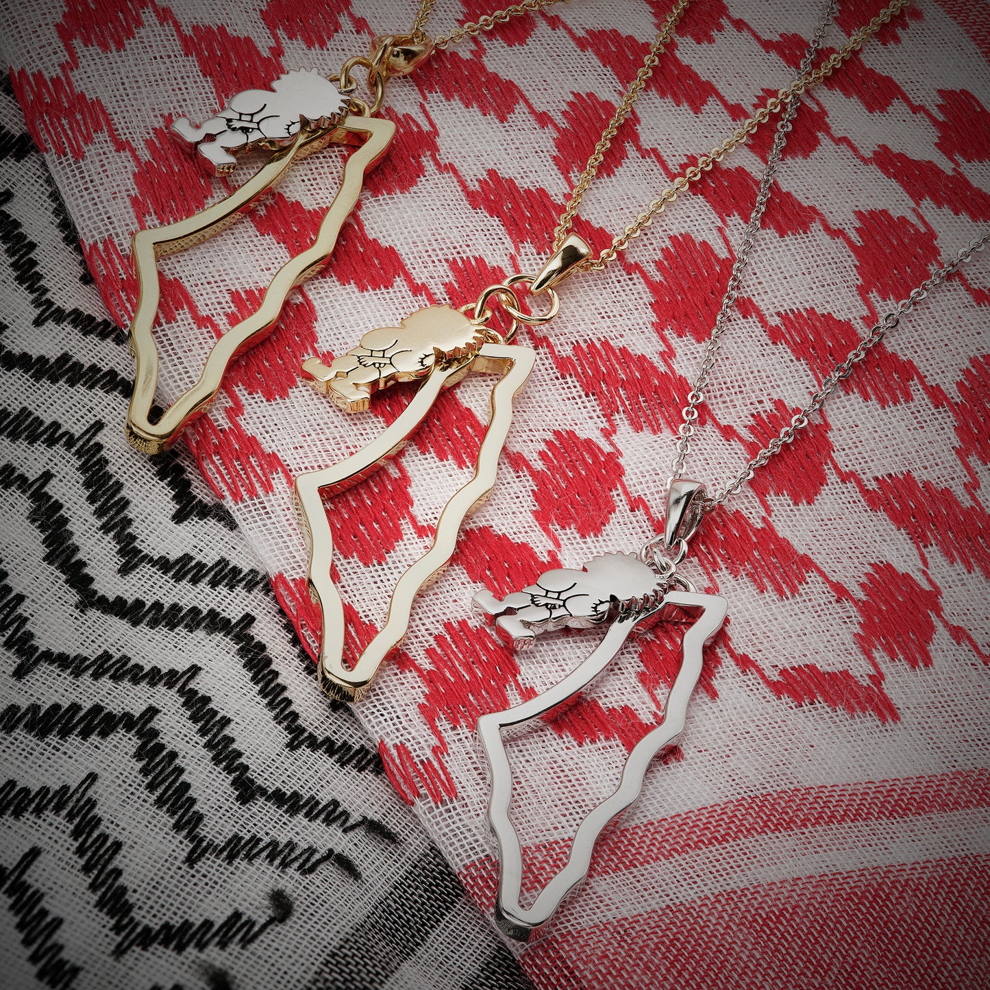 Palestine Map with Handala Charm Necklace