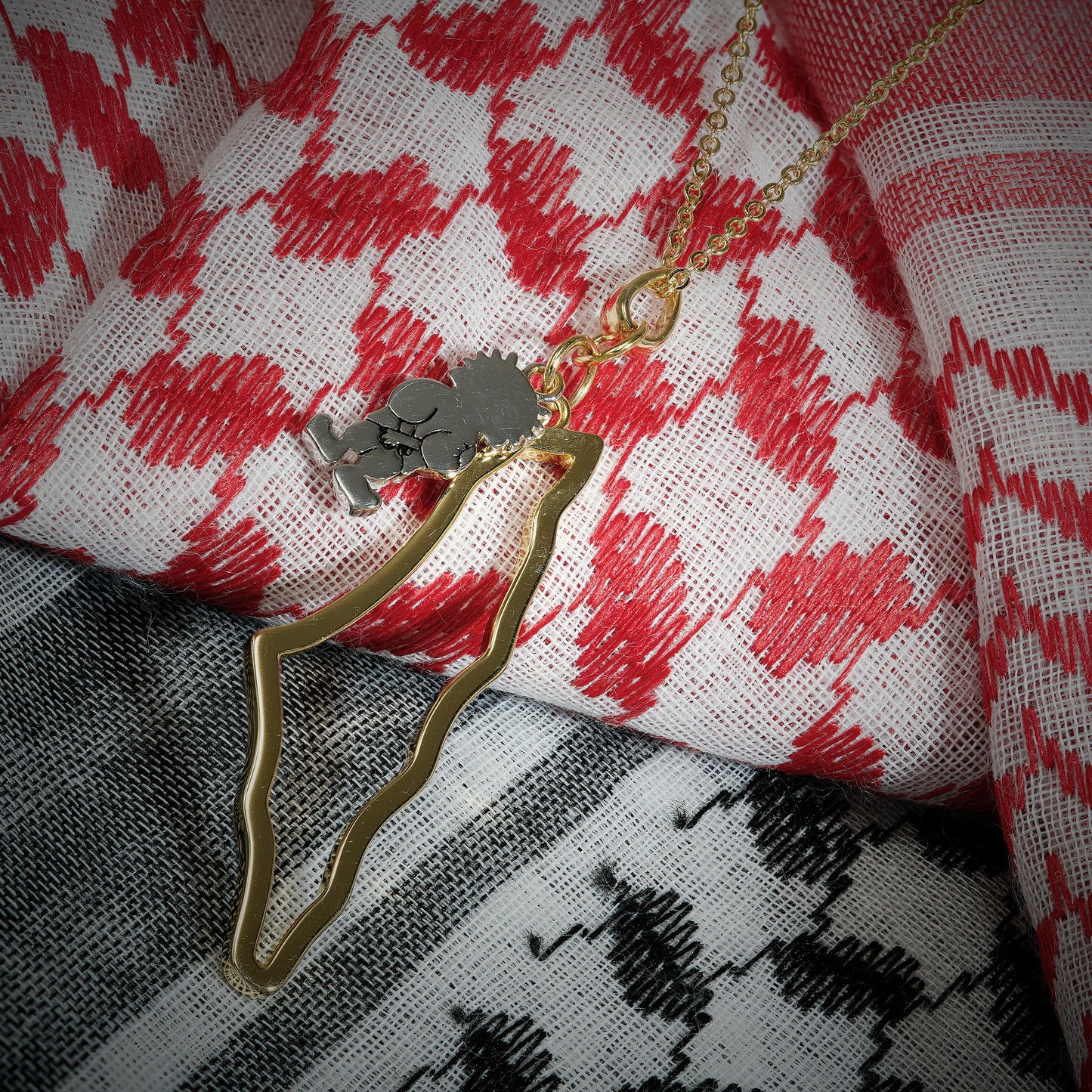 Palestine Map with Handala Charm Necklace