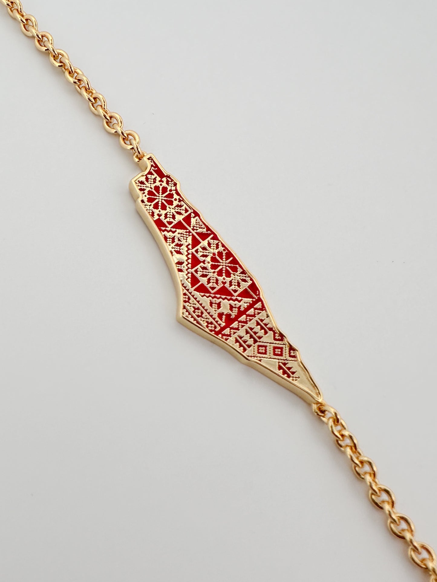 Palestine Map Tatreez Bracelet- Gold Plated Map of Palestine Bracelet