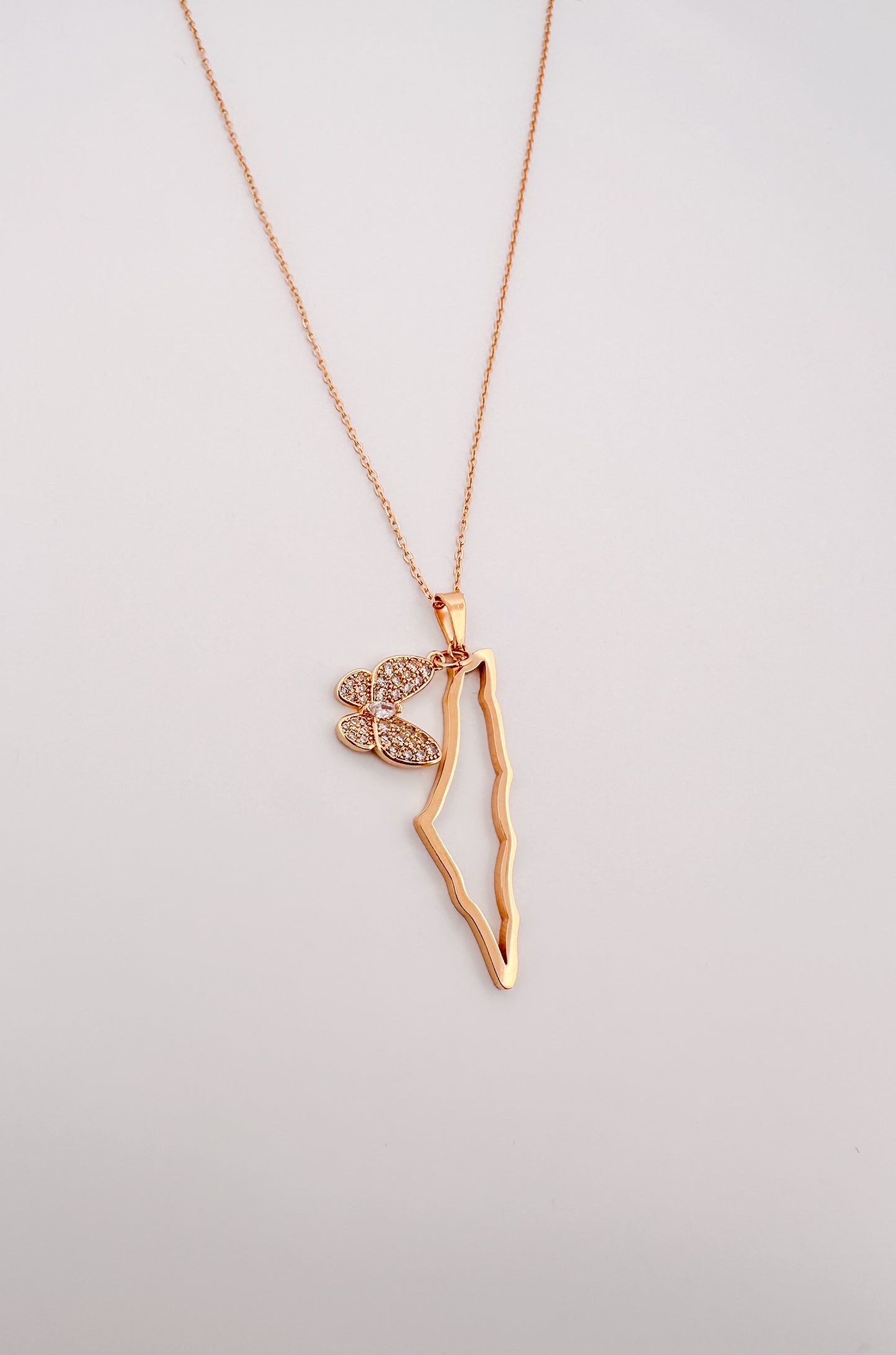 Palestine Map Outline With a Charm Necklace