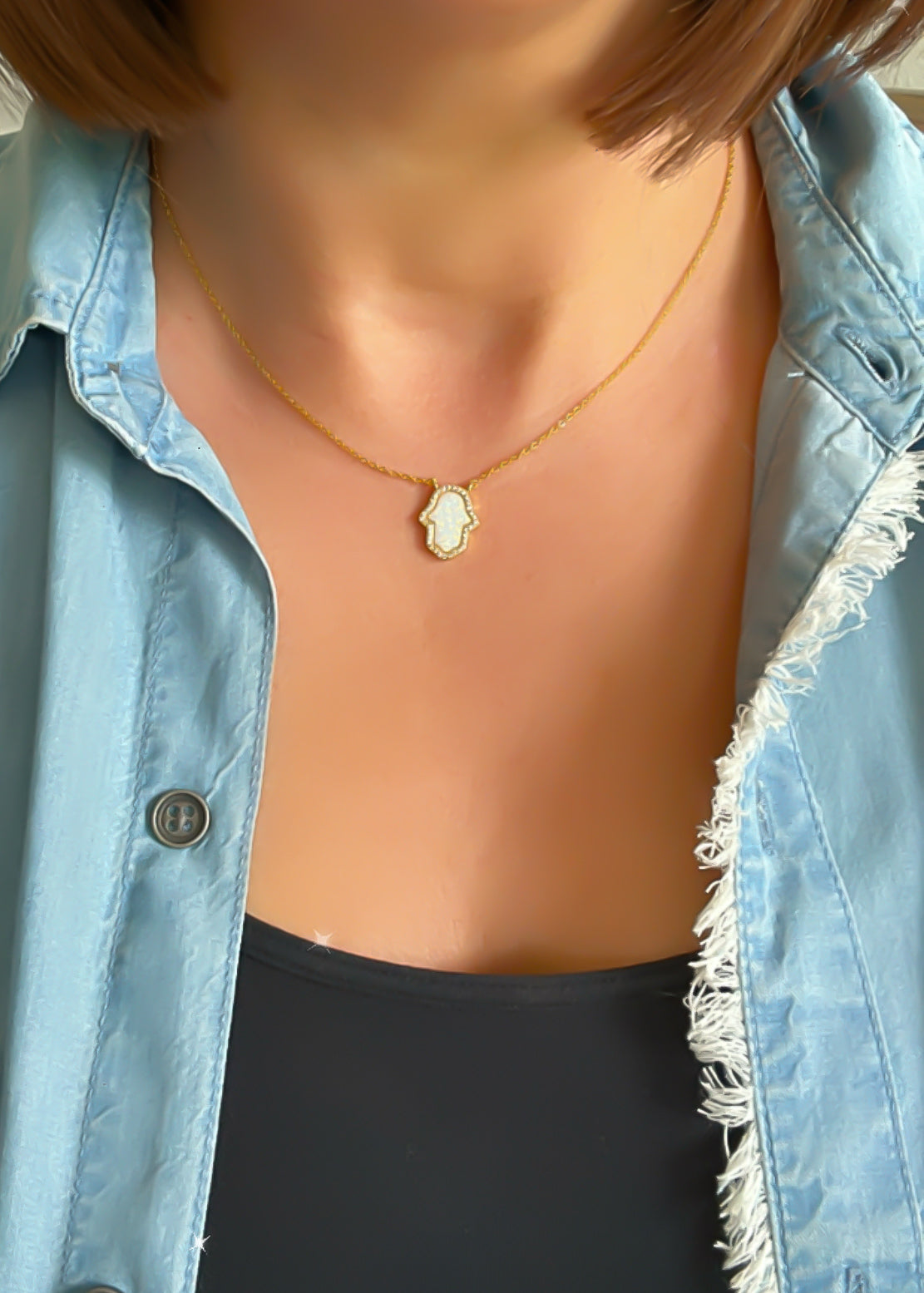 Opal Hamsa Necklace