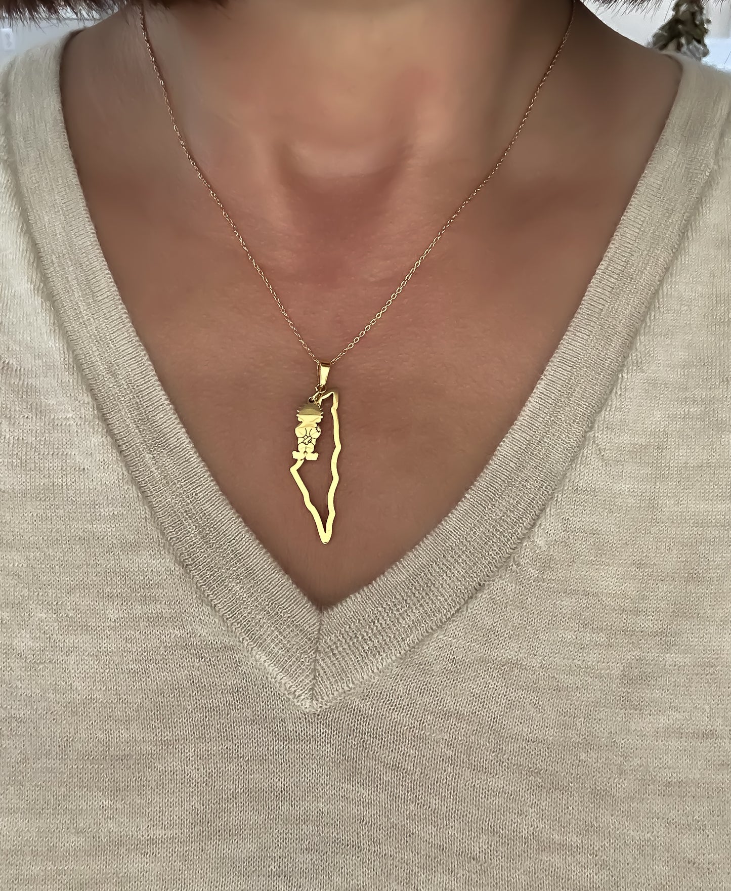Palestine Map with Handala Charm Necklace