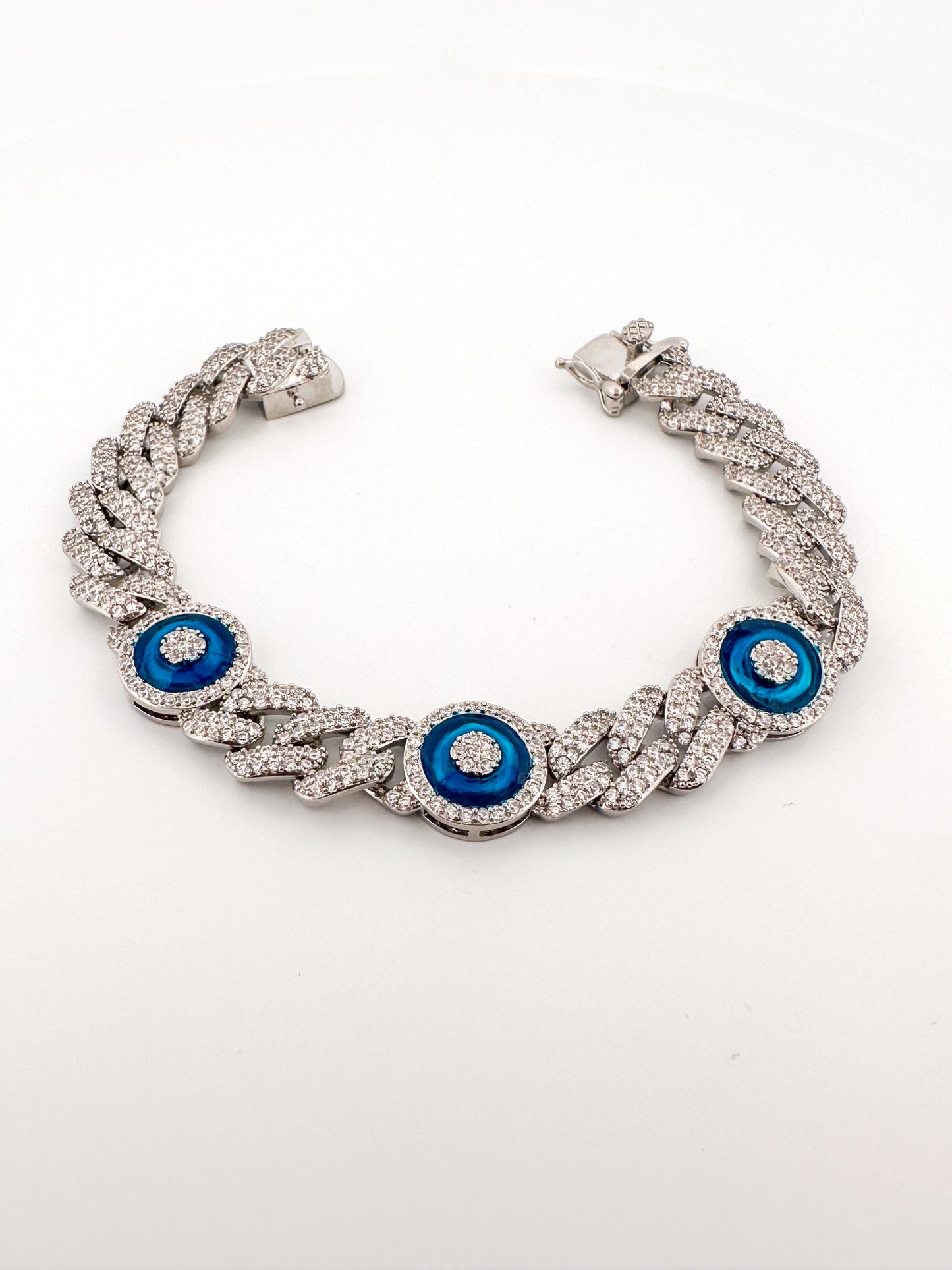 Rose Gold Cuban Link Evil Eye Bracelet