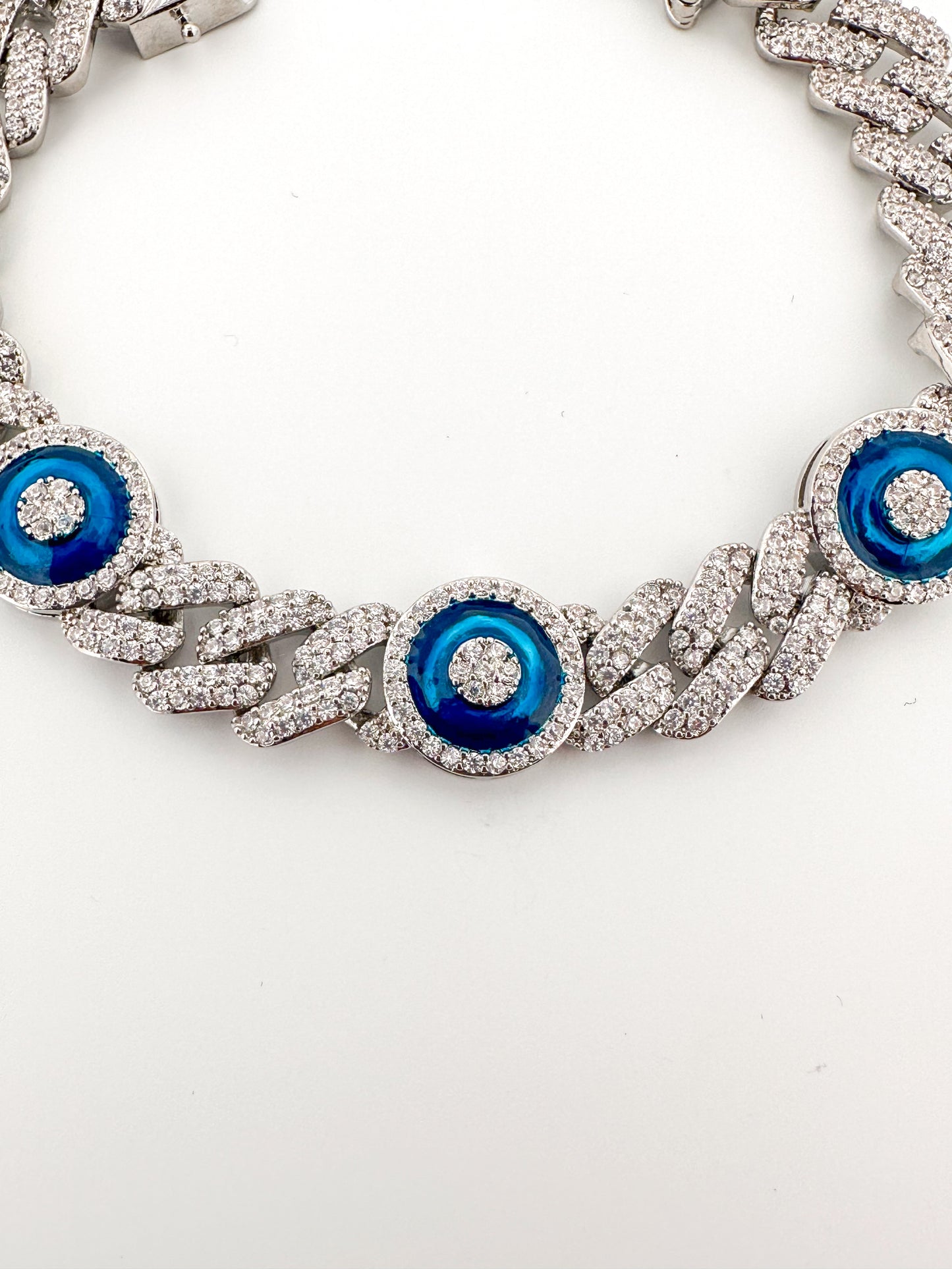 Rose Gold Cuban Link Evil Eye Bracelet