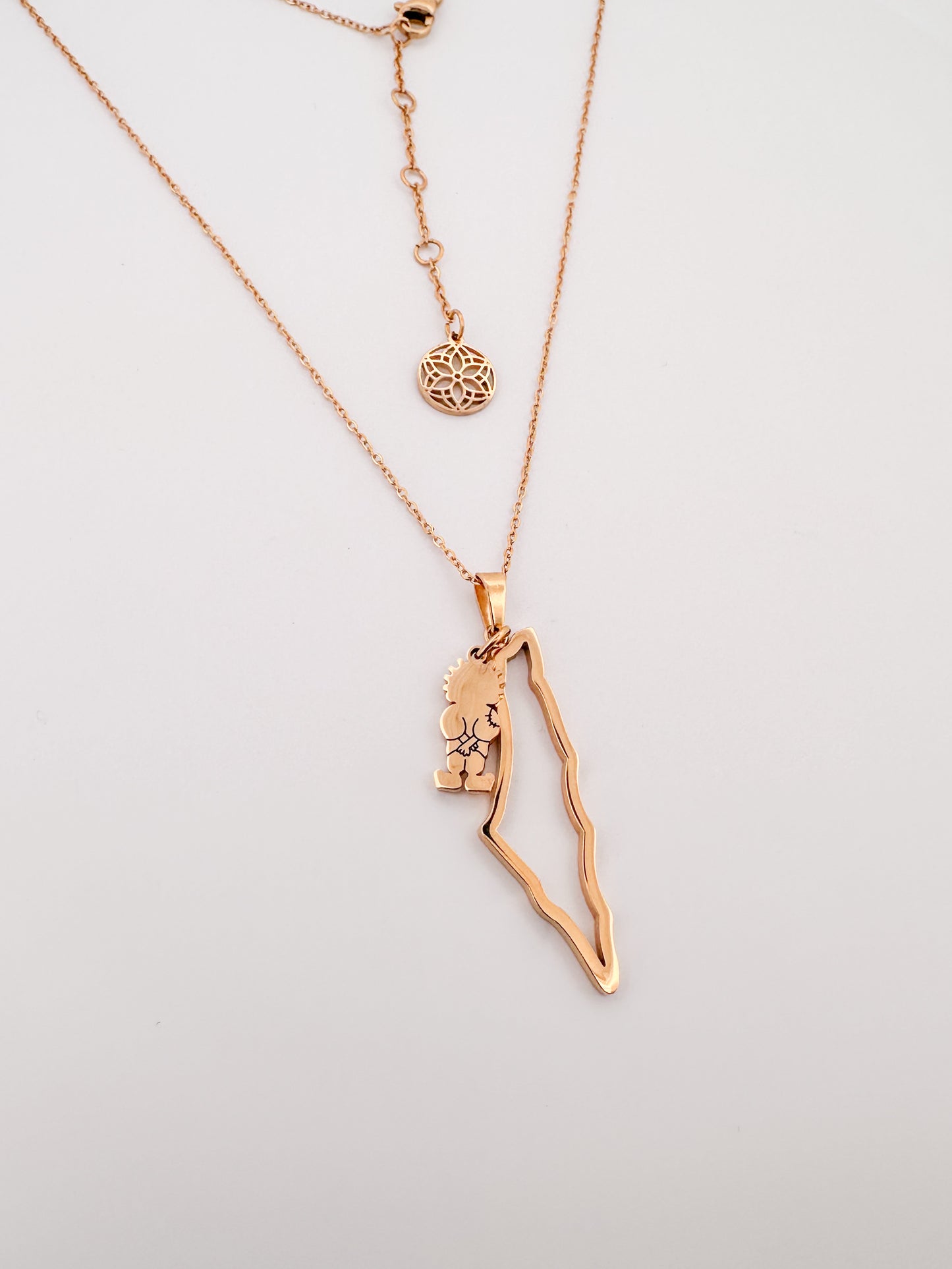 Palestine Map Outline With a Charm Necklace