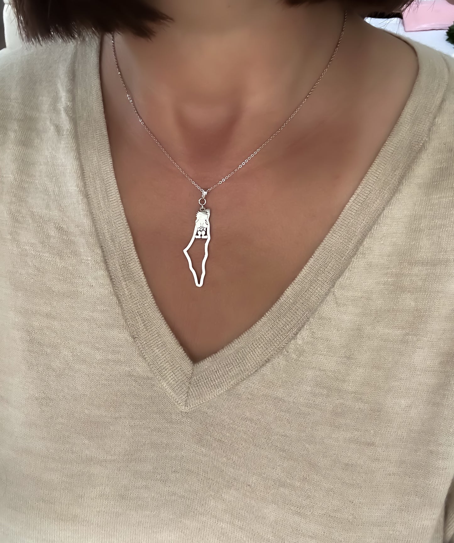 Palestine Map with Handala Charm Necklace