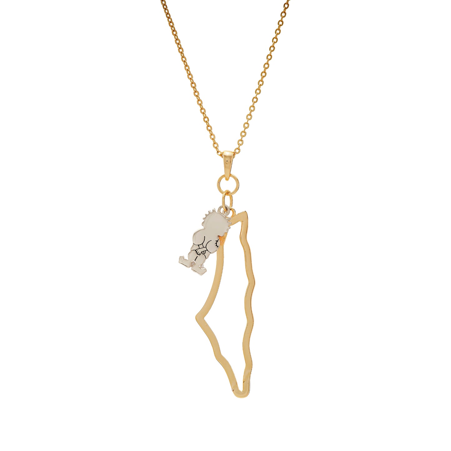 Palestine Map with Handala Charm Necklace