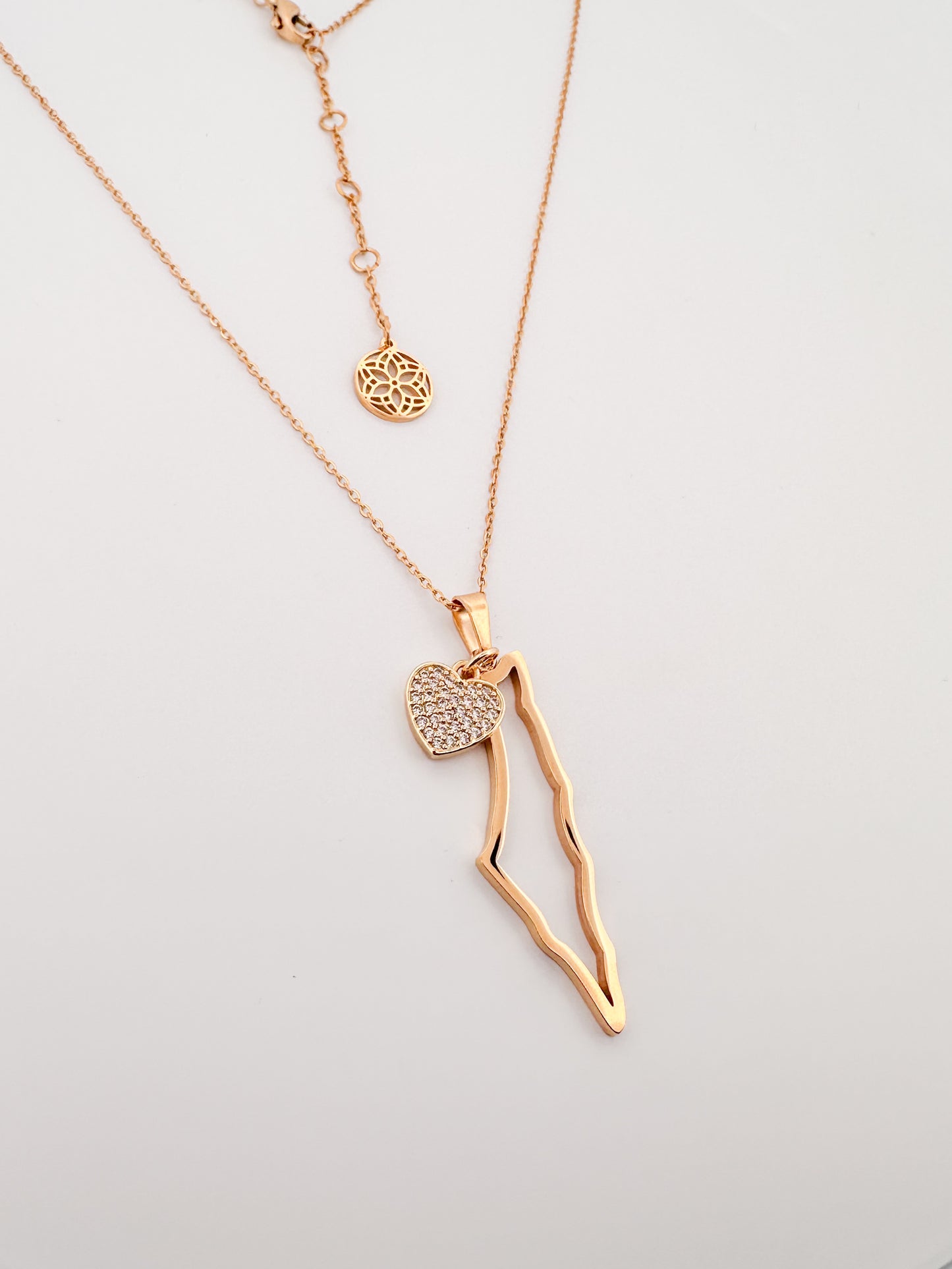 Palestine Map Outline With a Charm Necklace