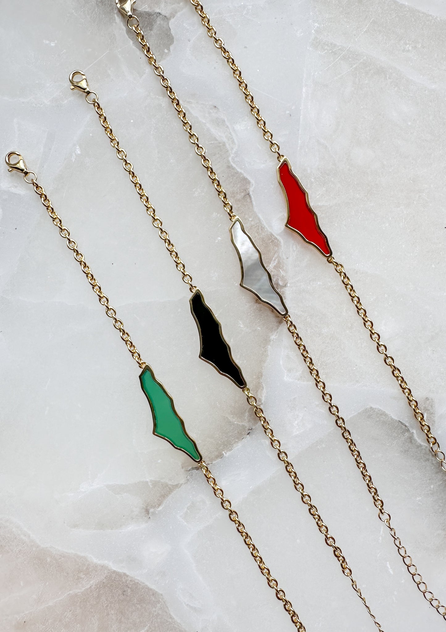 Palestine Map with Shell Bracelet