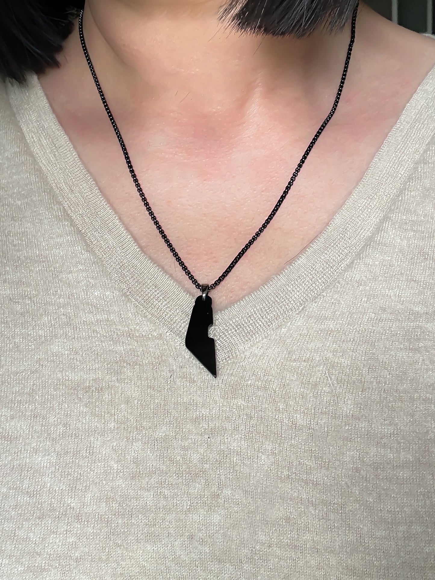 Palestine Map Necklace | Black Onyx, White Shell Stone Pendant