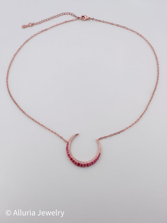 Magenta Crescent Moon Necklace