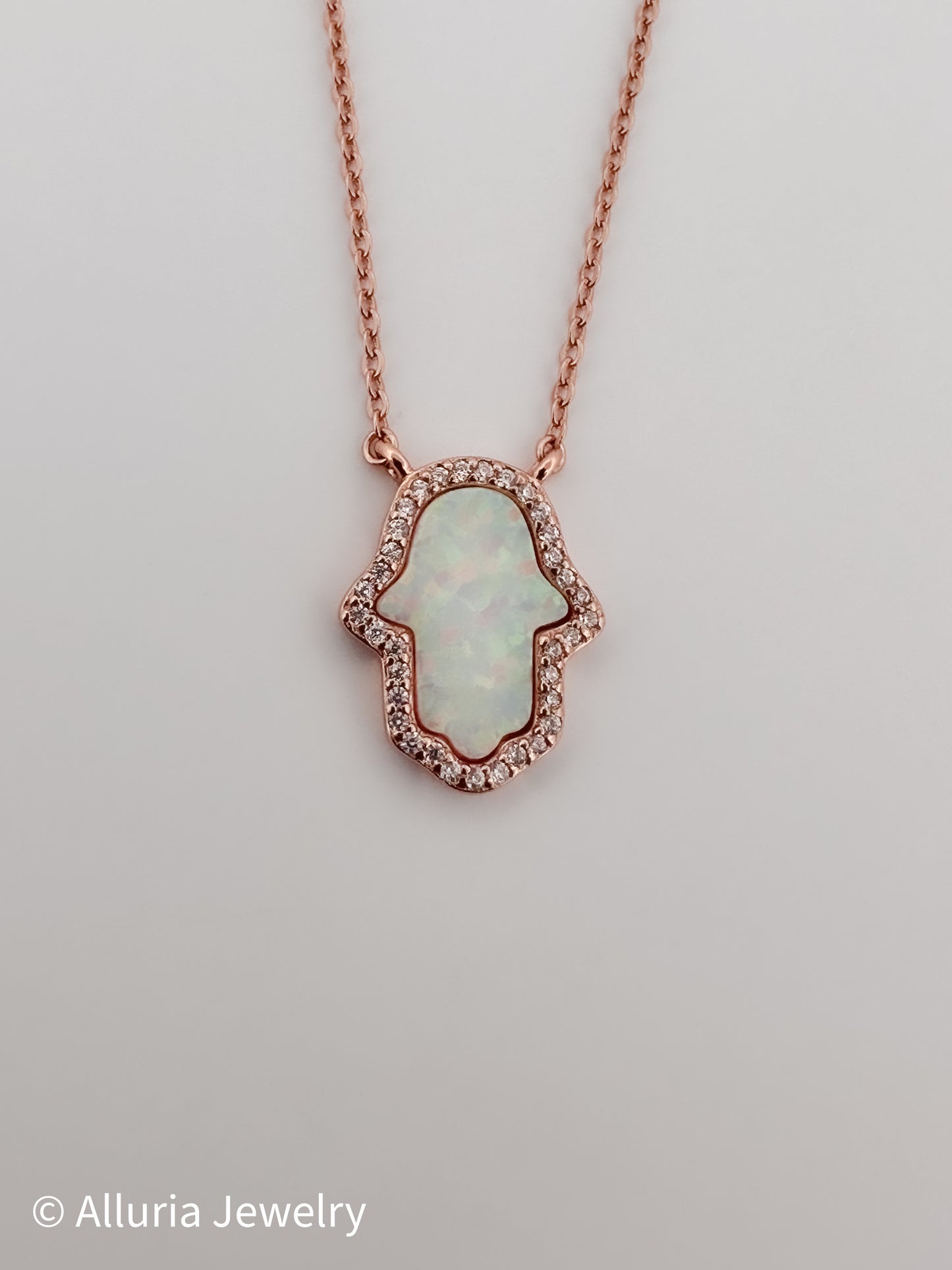 Opal Hamsa Necklace