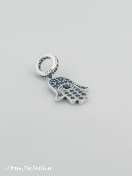 Sterling Silver Light Blue Hamsa Charm