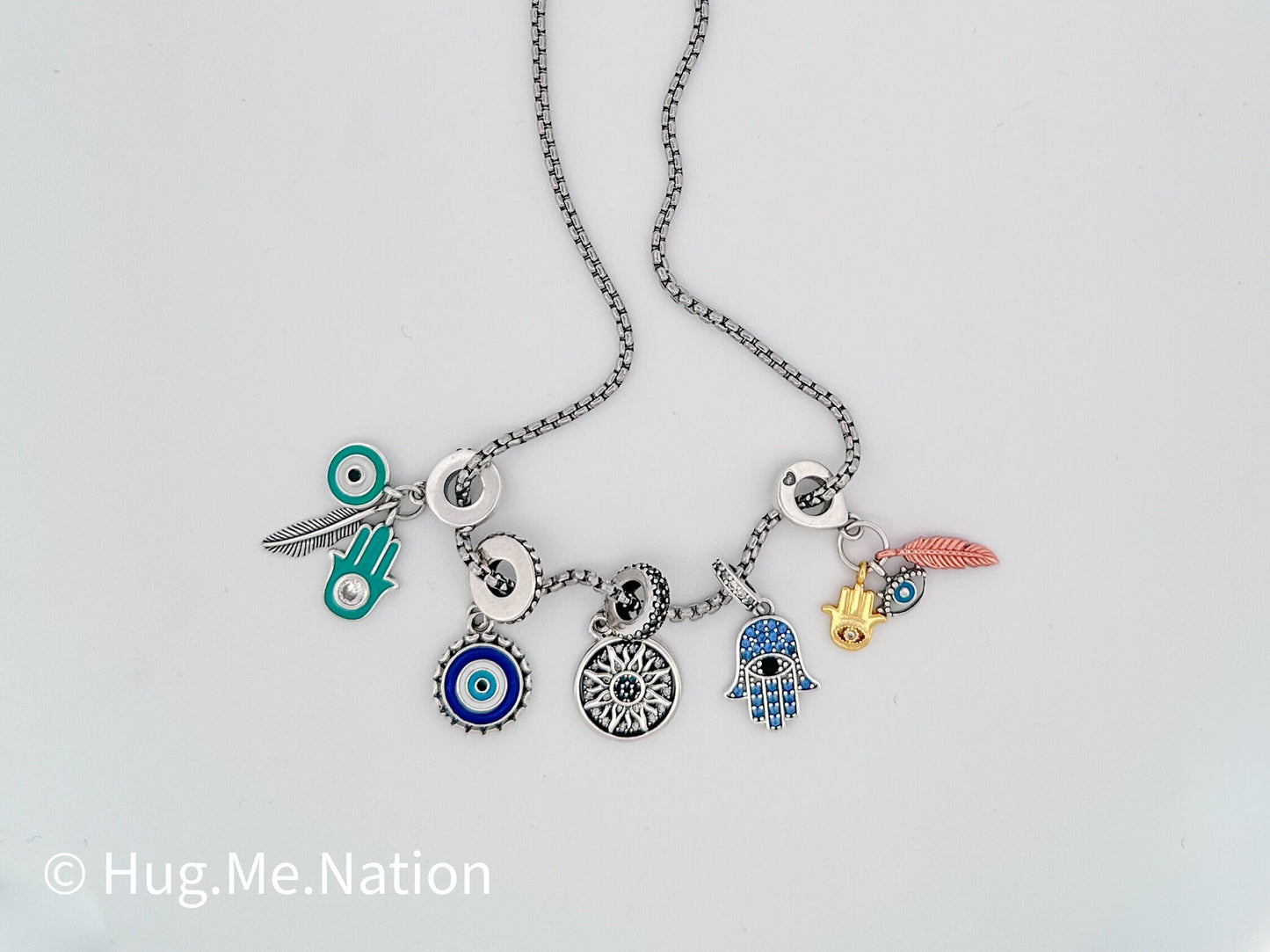 Sterling Silver Light Blue Hamsa Charm