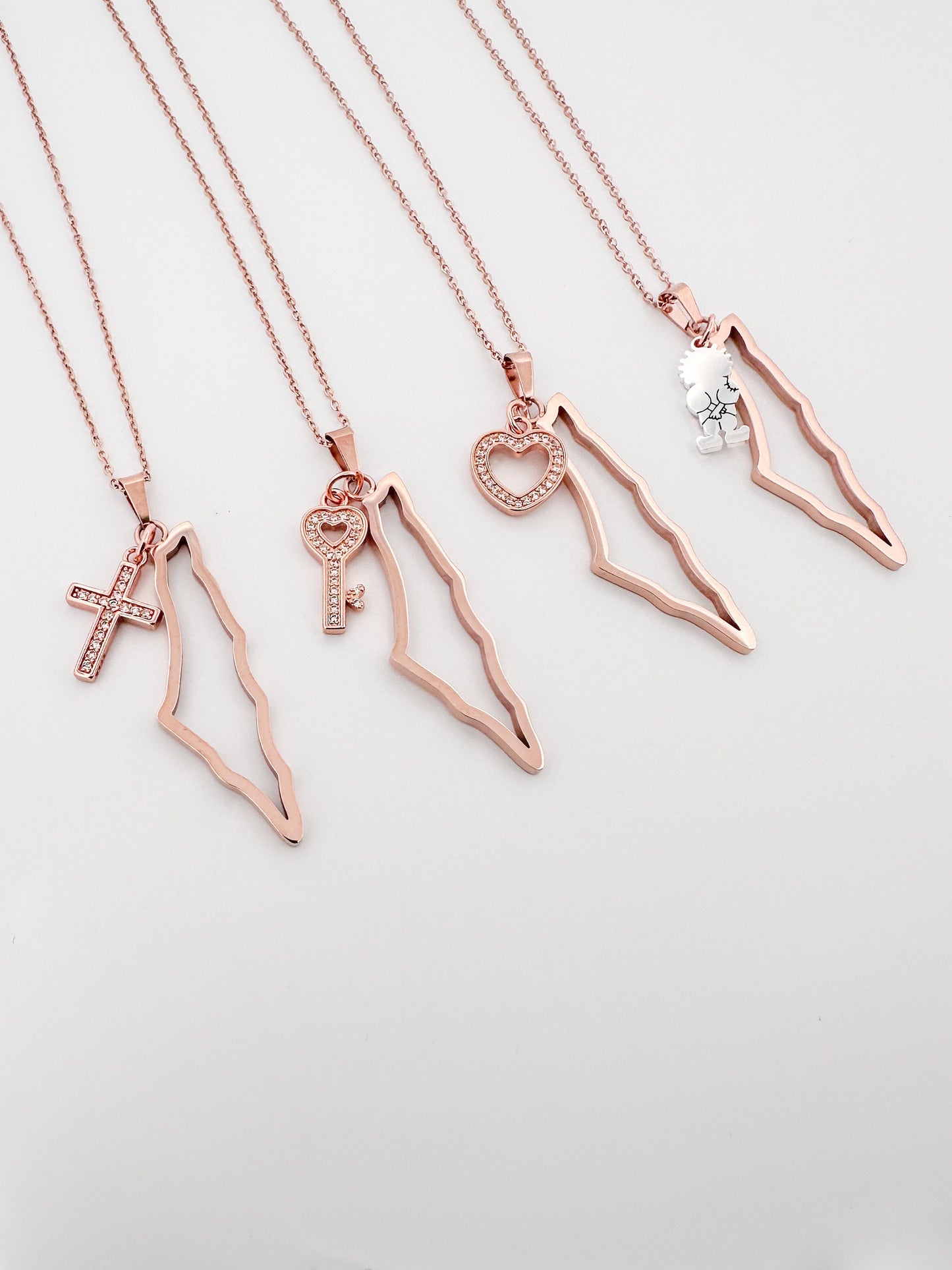 Rosegold Palestine Map Outline With 1 Charm Necklace