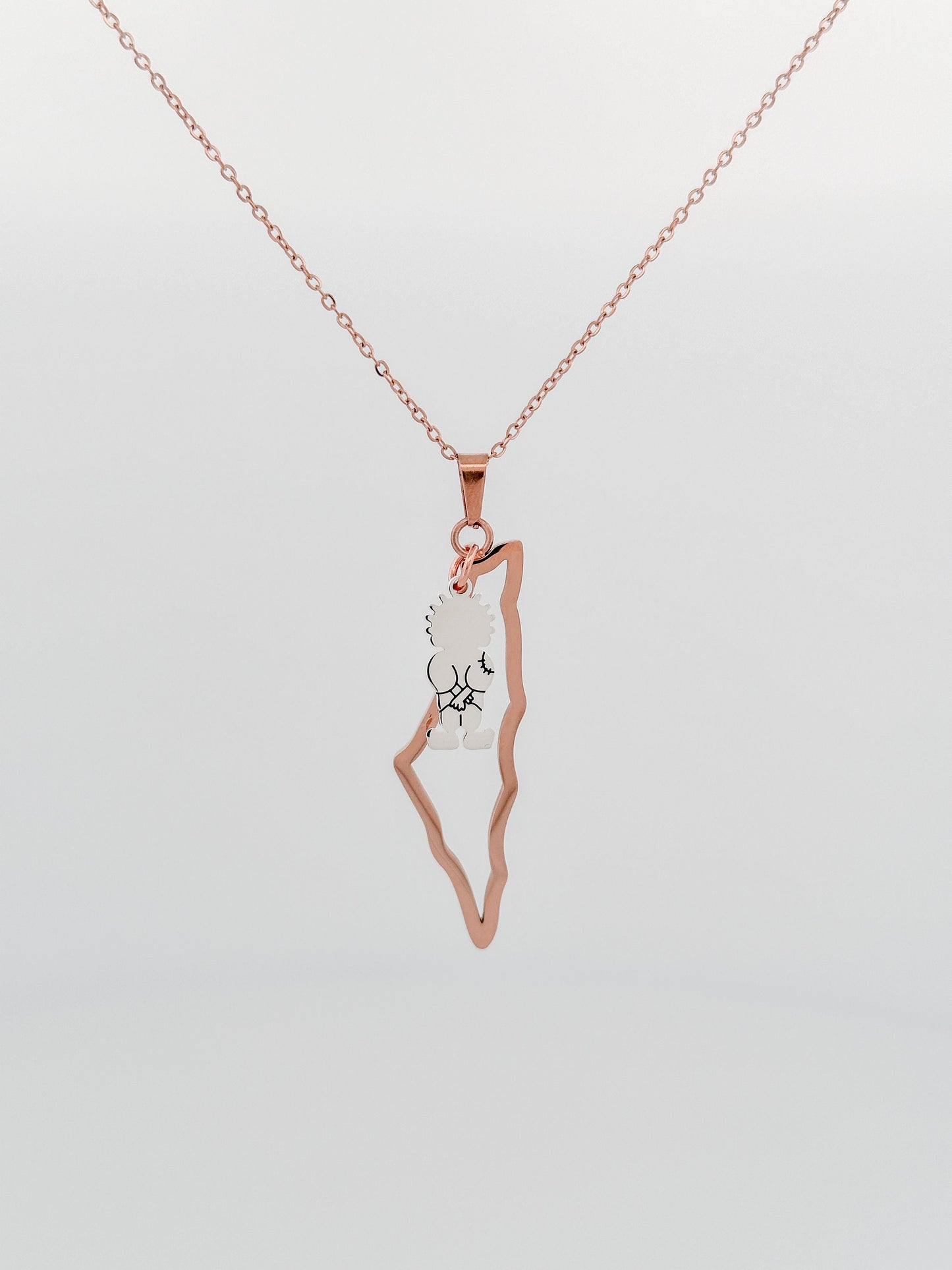 Rosegold Palestine Map Outline With 1 Charm Necklace