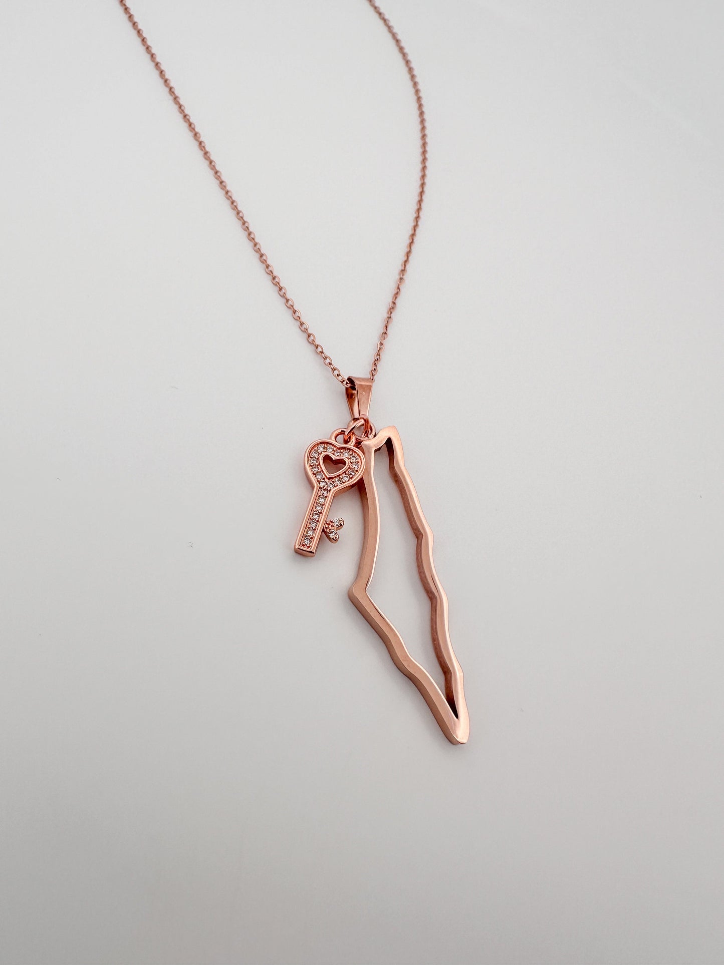 Rosegold Palestine Map Outline With 1 Charm Necklace