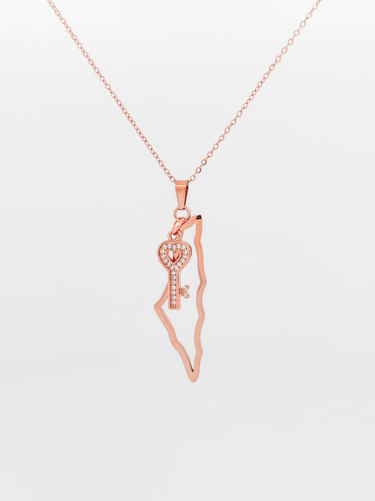 Rosegold Palestine Map Outline With 1 Charm Necklace