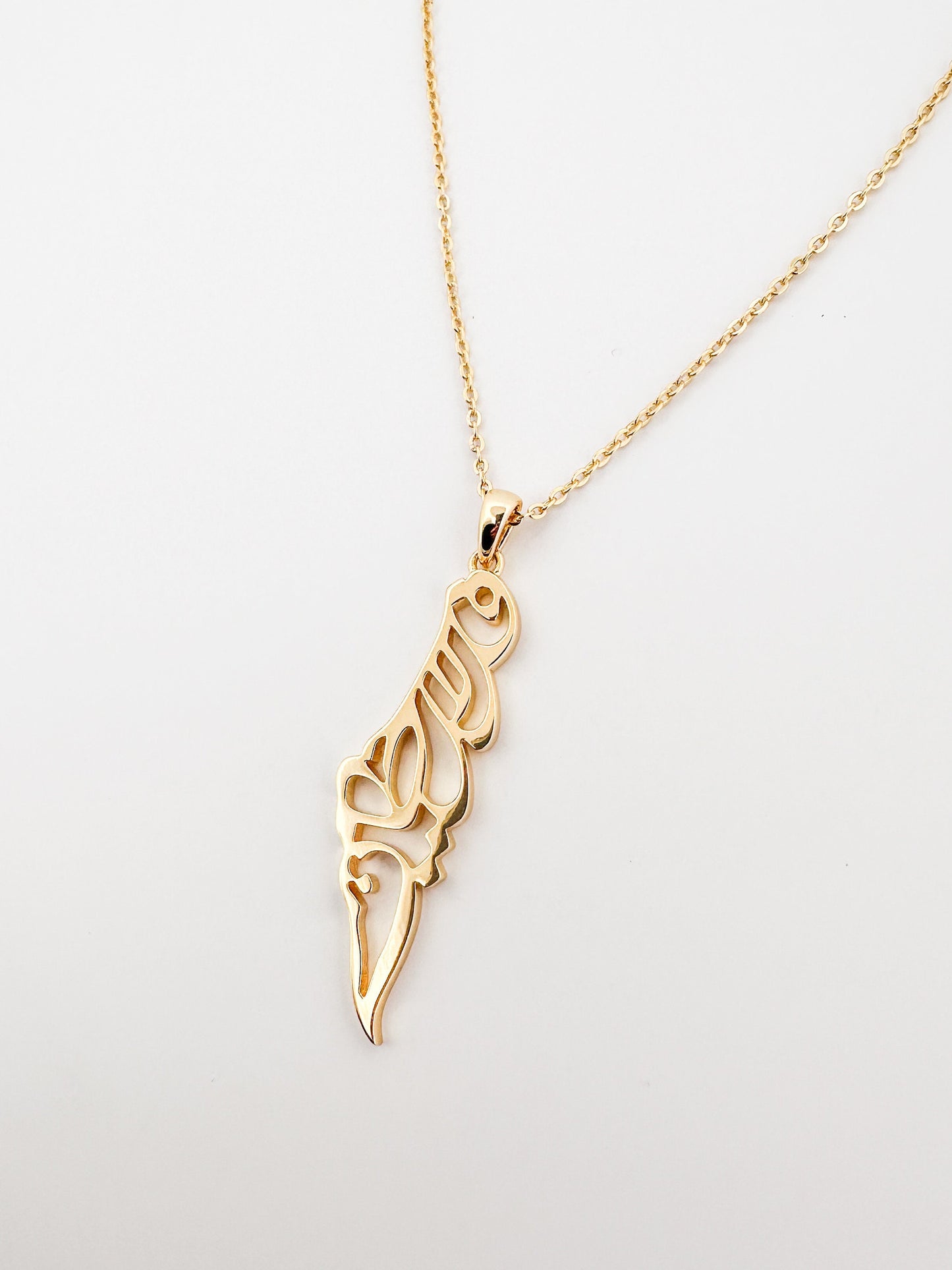 Arabic Calligraphy Palestine Map Necklace