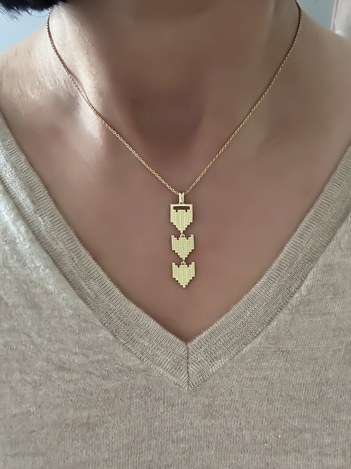 Tatreez Pattern Olive Branch Necklace | Palestine Tatreez Olive Branch