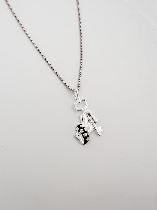 Silver Palestine Fist & Key Necklace