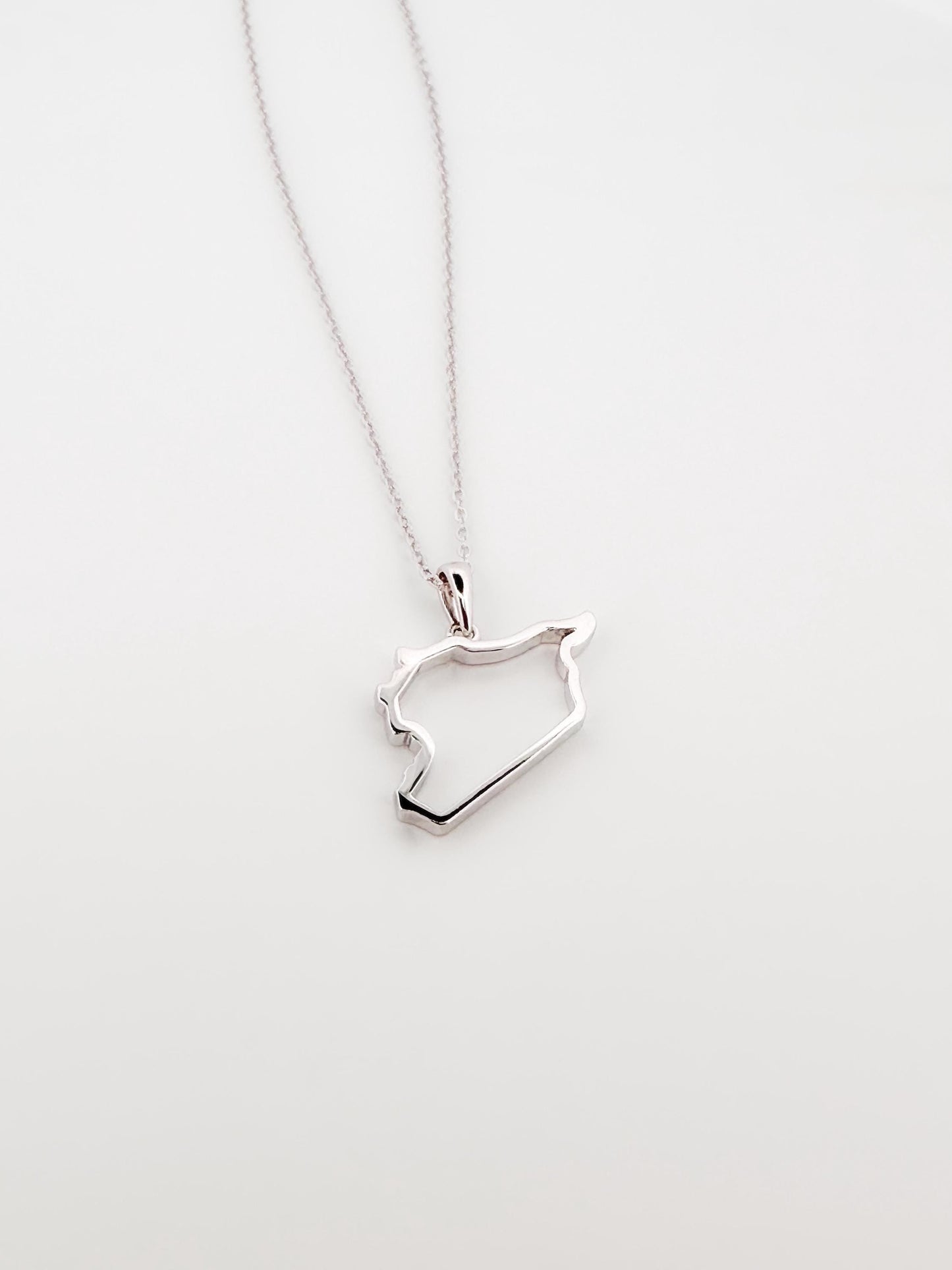 Gold Syria Map - Dainty Map with Shell Stone- Gold Plated Sterling Silver 925 Necklace