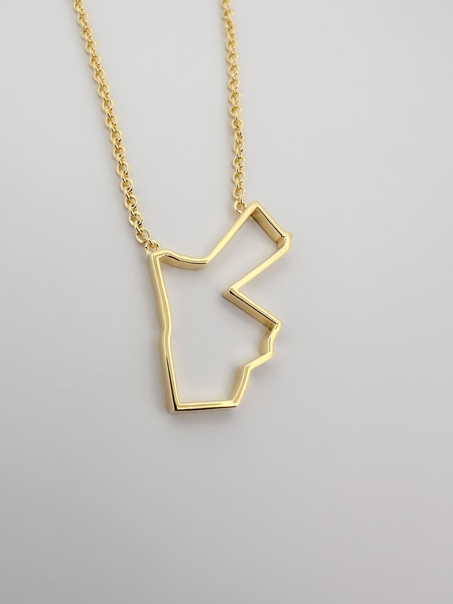 Jordan Map Necklace – 14K Gold Plated Outline, Heritage Jewelry | Alluria