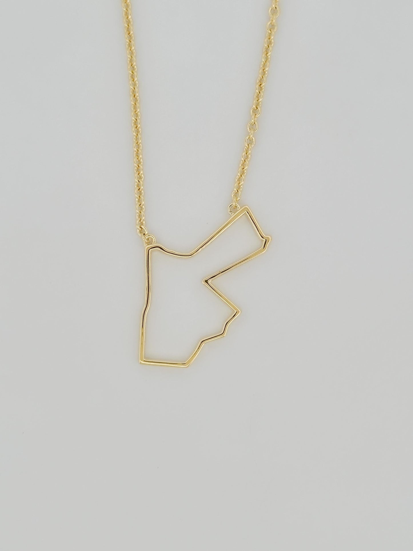 Jordan Map Necklace – 14K Gold Plated Outline, Heritage Jewelry | Alluria