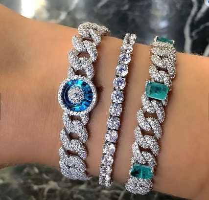 Rose Gold Cuban Link Evil Eye Bracelet