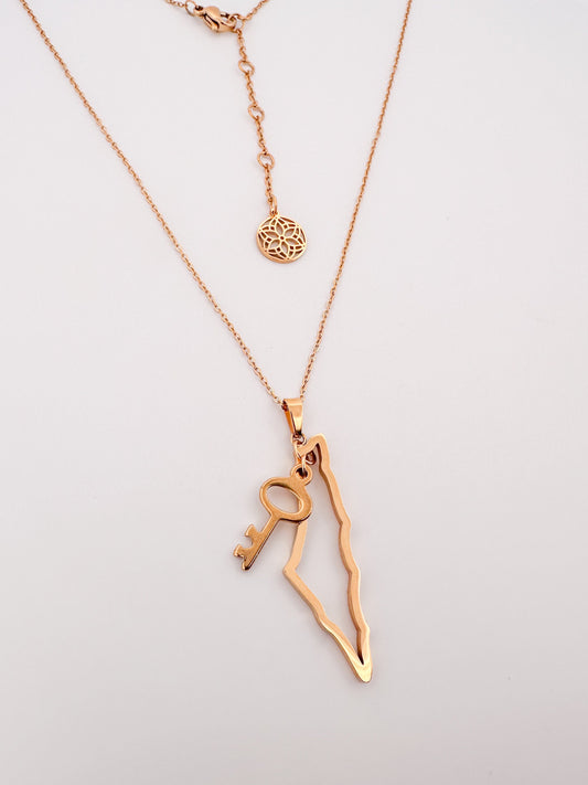 Palestine Map Outline With a Charm Necklace