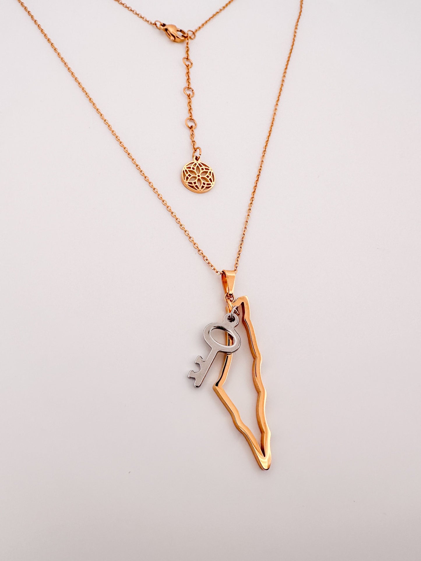 Palestine Map Outline With a Charm Necklace