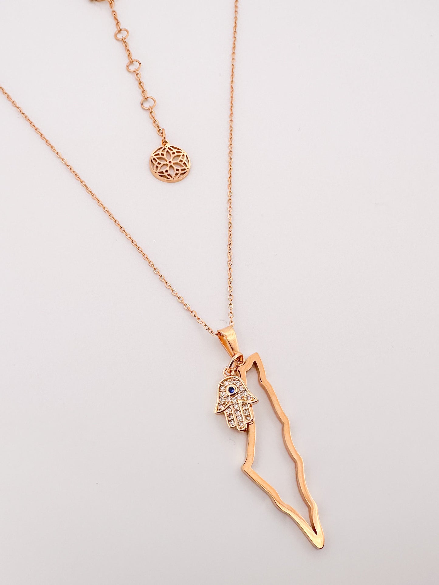Palestine Map Outline With a Charm Necklace