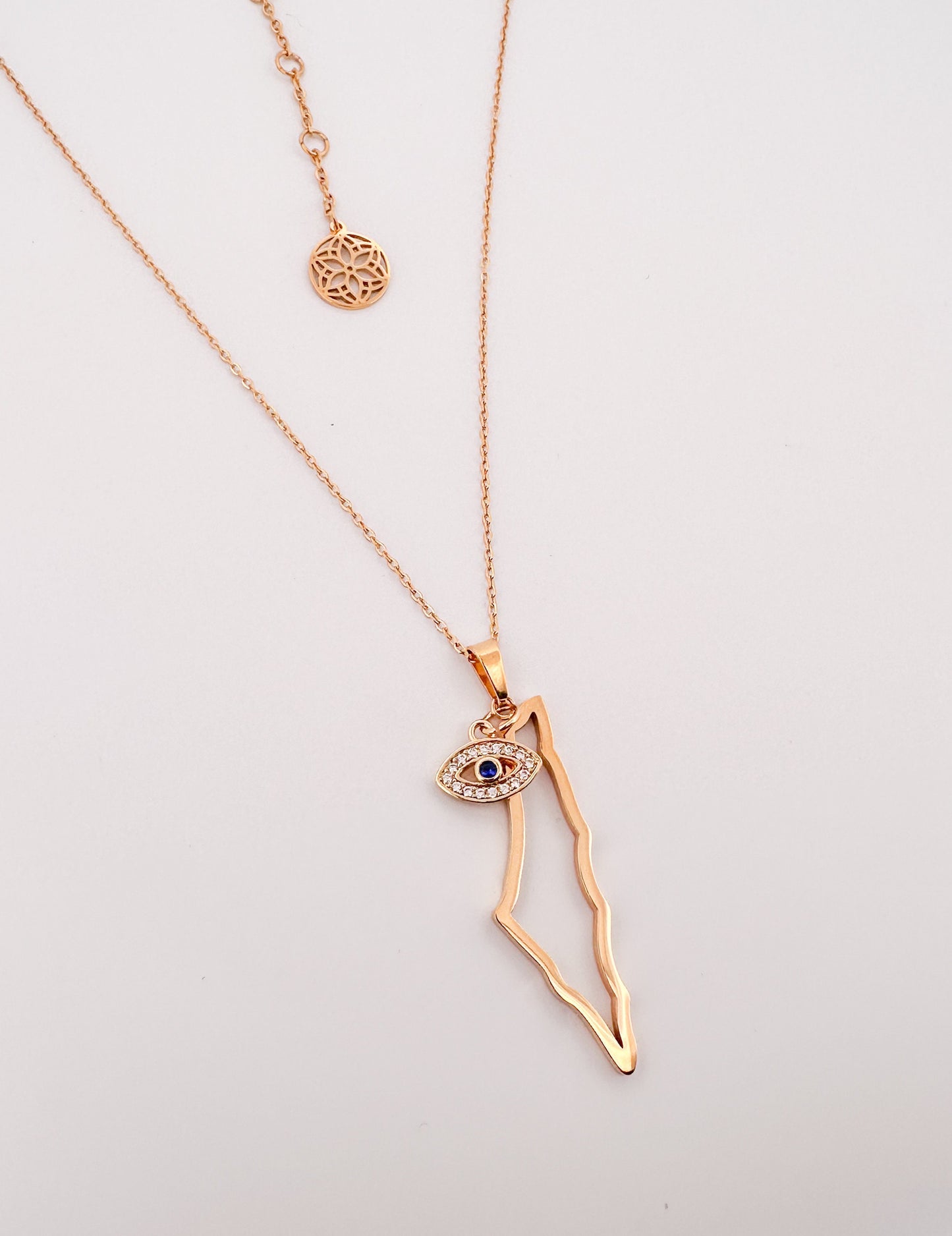 Palestine Map Outline With a Charm Necklace