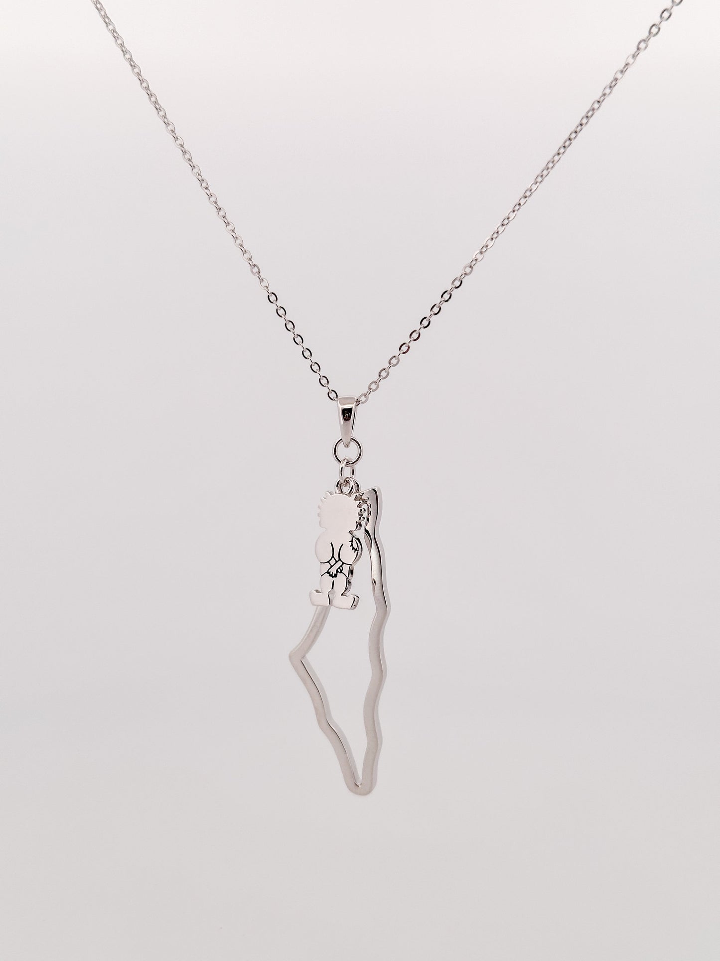 Palestine Map with Handala Charm Necklace