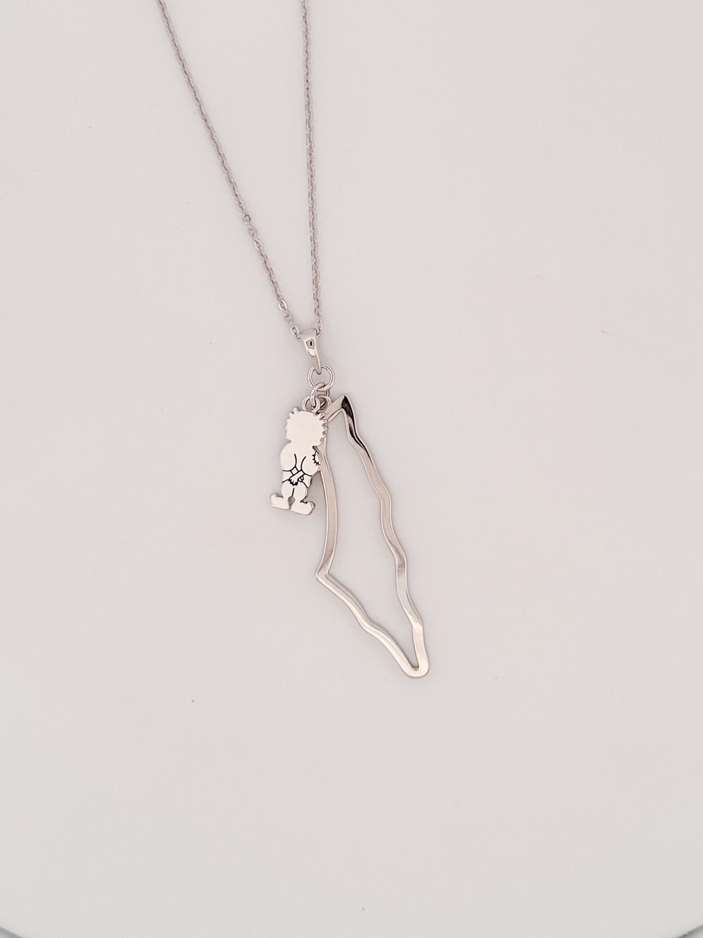 Palestine Map with Handala Charm Necklace