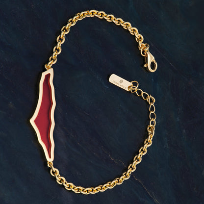 Palestine Map with Shell Inlay Bracelet