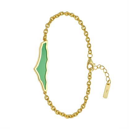 Palestine Map with Shell Inlay Bracelet