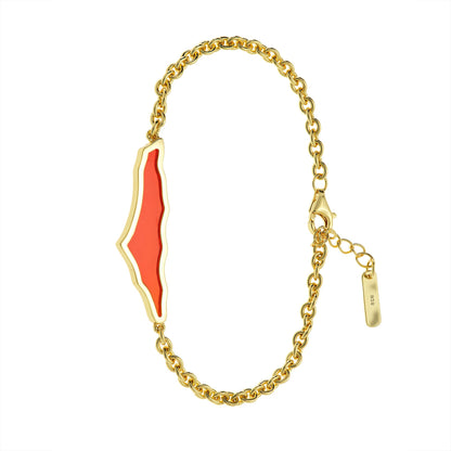 Palestine Map with Shell Inlay Bracelet