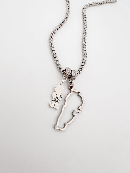 .Lebanon Outline Map Charm Necklacea