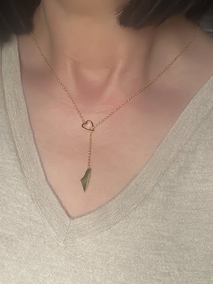 Palestine Map Heart Y Necklace