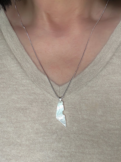 Palestine Map Necklace | White Shell Stone Pendant