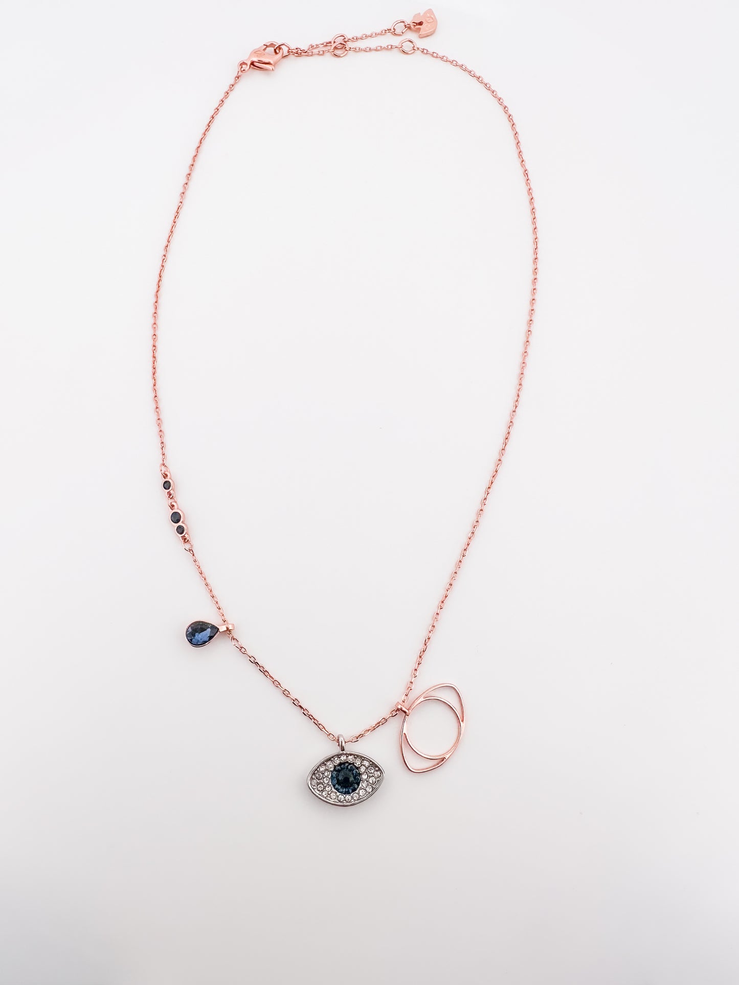 Rose Gold Blue Evil Eye Duo Necklace