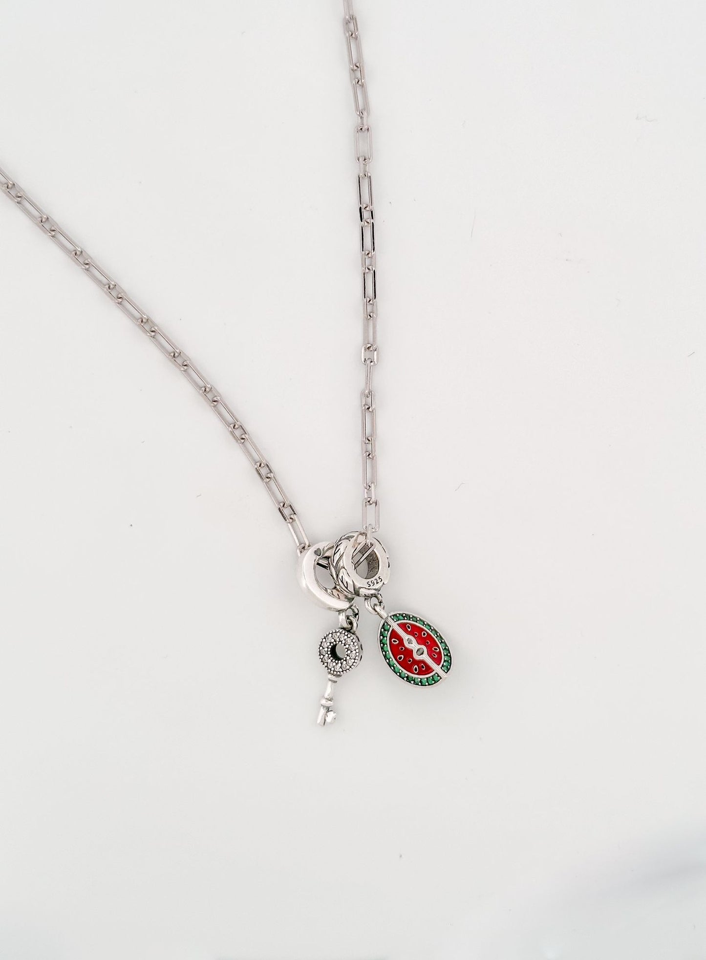 Watermelon and Key Charm Necklace