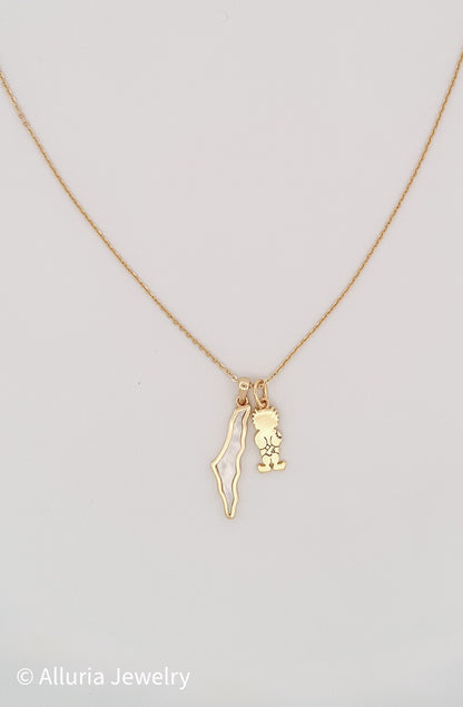 Gold Plated Palestine Map Necklace – Sterling Silver, Mother of Pearl