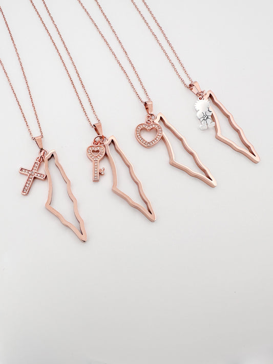 Rosegold Palestine Map Outline With 1 Charm