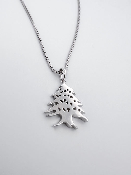 Lebanon Cedar Tree Silver Necklace- Sterling Necklace - Large cedar tree