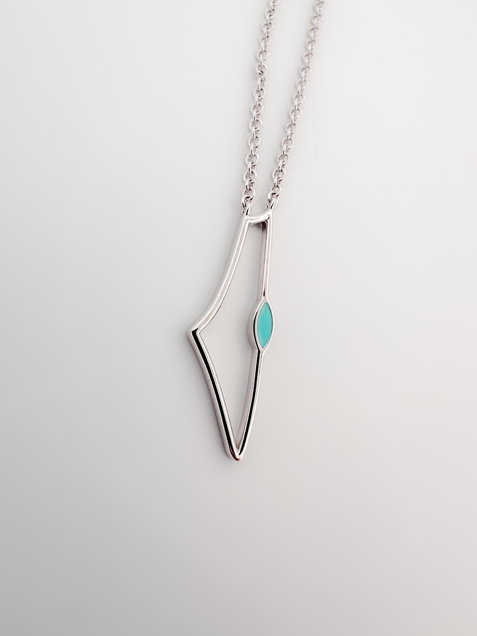 Palestine Map Necklace – Dainty Gold Outline with Turquoise Dead Sea | Alluria